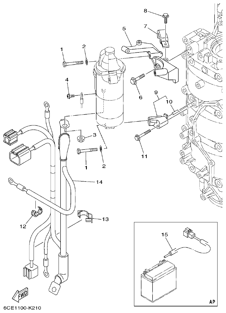 Yamaha F225FET, FL225FET ELECTRICAL 5 parts diagram